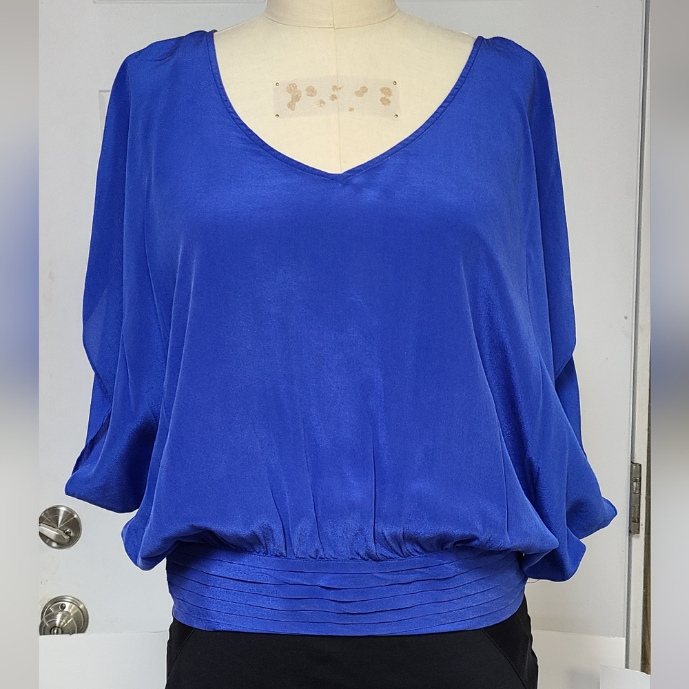 Blue silk blouse